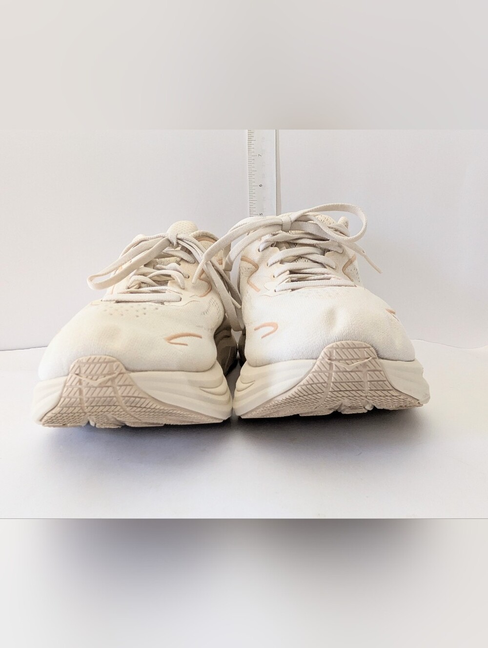 Hoka Clifton 9 Women's Running Shoes Size 9D Vanilla / Birch Great Condition - Picture 10 of 12